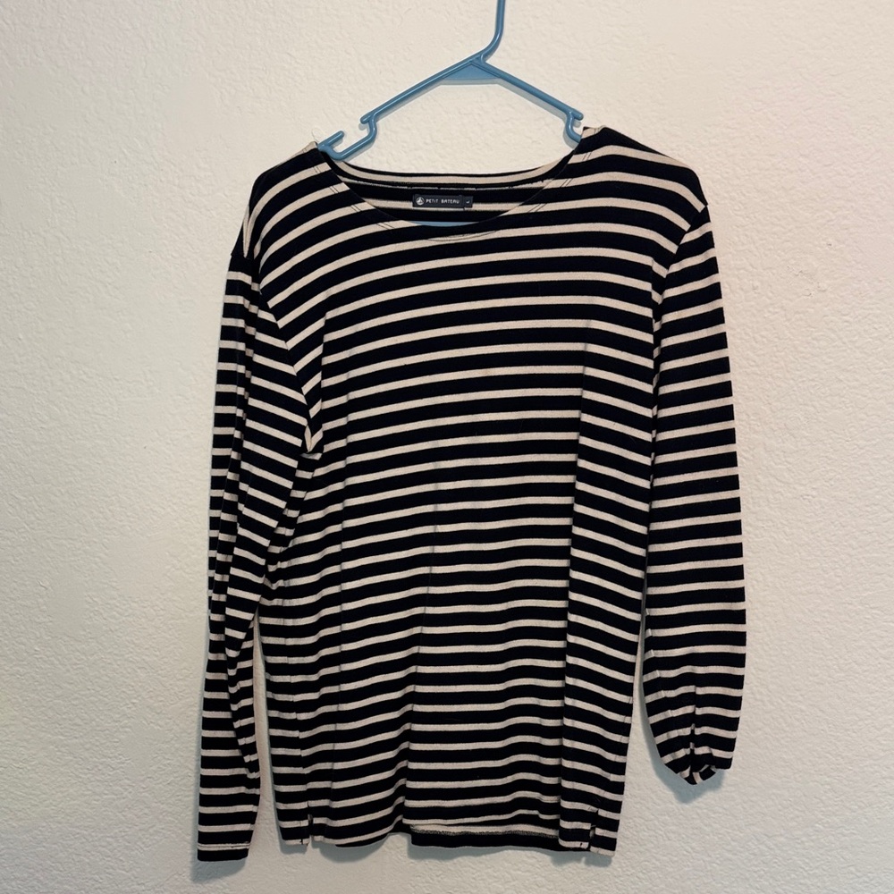 Petit Bateau Navy and Cream Striped Top